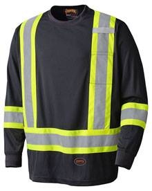 BIRDSEYE SAFETY TEE,LONG SLEEVE (BLACK)