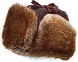 RCMP STYLE MUSKRAT HAT (MELTON CLOTH TOP)