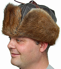 RCMP STYLE MUSKRAT HAT (LEATHER TOP)