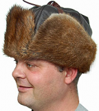 RCMP STYLE MUSKRAT HAT (LEATHER TOP)