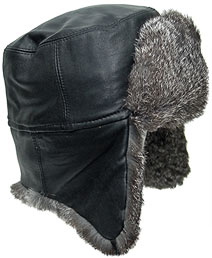 RABBIT FUR HAT (GOATSKIN LEATHER)