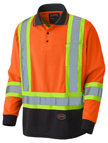 PIONEER LONG SLEEVE POLO WITH REFLECTIVE, ORANGE