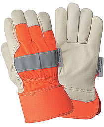 HI-VIZ. FITTER'S COWGRAIN GLOVE (ORANGE)