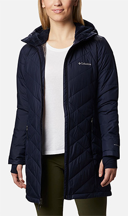 COLUMBIA LADIES HEAVENLY LONG HOODED JACKET (DARK NOCTURNAL)