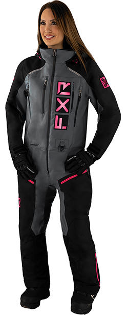 FXR LADIES RECRUIT INS. MONOSUIT (BLACK/CHARCOALFUCHSIA)