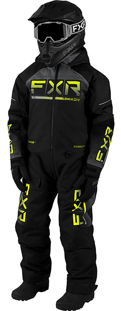 FXR CHILDRENS/YOUTH RECRUIT MONOSUIT (BLACK/CHARCOAL/HIVIS)