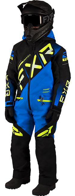 FXR CHILDRENS/YOUTH CX MONOSUIT (BLACK/BLUE/HIVIS)