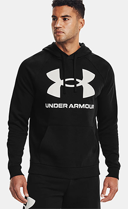 UNDER ARMOUR MENS RIVAL BIG LOGO HOODY (BLACK)