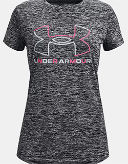 UNDER ARMOUR GIRLS TWIST BIG LOGO TEE (BLACK)