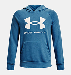 UNDER ARMOUR BOYS RIVAL FLEECE BIG LOGO HOODY (BLUE)