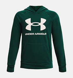 UNDER ARMOUR BOYS RIVAL FLEECE BIG LOGO HOODY (GREEN)