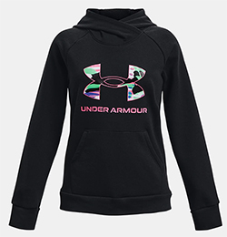 UNDER ARMOUR GIRLS RIVAL FLEECE BIG LOGO HOODY (BLACK)