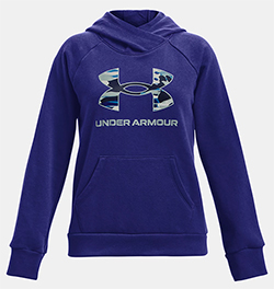 UNDER ARMOUR GIRLS RIVAL FLEECE BIG LOGO HDY (BLUE)