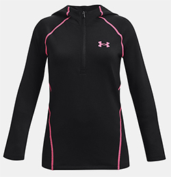 UNDER ARMOUR GIRLS COLD GEAR HALF ZIP HOODY (BLACK/PINK)