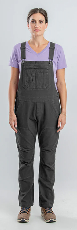 BERNE LADIES FLEX SOFTSTONE DUCK UNLINED BIB OVERALLS (TITANIUM)