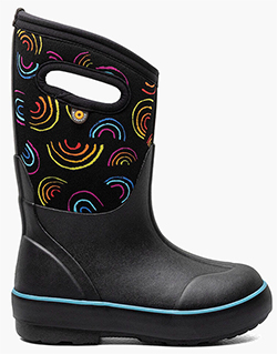 BOGS GIRLS CLASSIC RAINBOWS BLACK