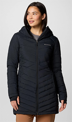 COLUMBIA LADIES JOY PEAK MID HOODED JACKET (BLACK)