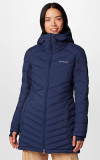 COLUMBIA LADIES JOY PEAK MID HOODED JACKET (NAVY)