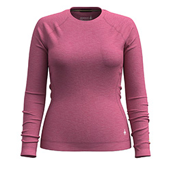 SMARTWOOL LADIES MERINO BASE LAYER CREW (GARDEN PINK HEATHER)