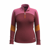 SMARTWOOL LADIES MERINO BASE LAYER COLORBLOCK 1/4 ZIP (CURRANT)