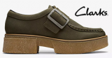 CLARKS LADIES LINOSO (DARK GREEN NUBUCK)