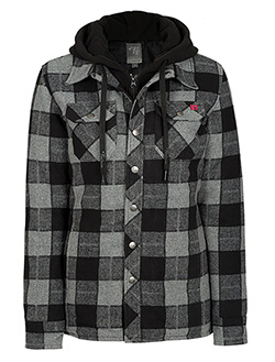 P&F LADIES HOODED SHIRT (GREY)