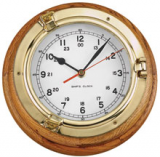 8" PORTHOLE CLOCK (WOOD BASE)